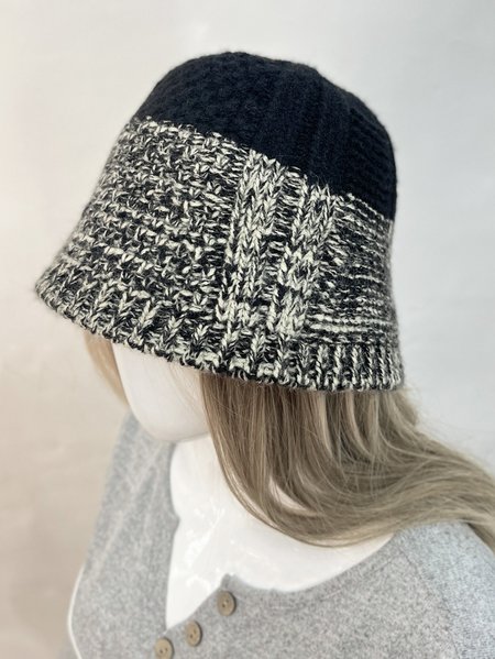 

Black and White Gradient Hand Knit Hat, Women Hats