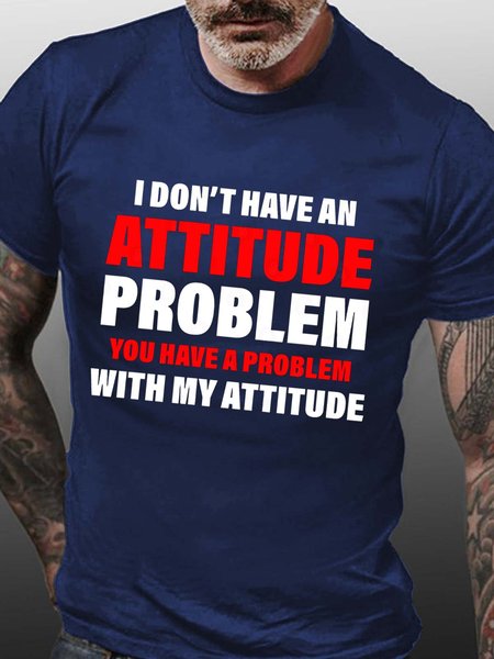 

Men Attitude Problem Letters Fit T-Shirt, Blue, T-shirts
