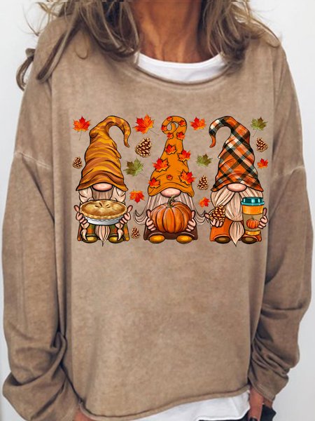 

Womens Fall Gnomes Thanksgiving Autumn Leaves Letters Sweatshirt, Light brown, Hoodies&Sweatshirts