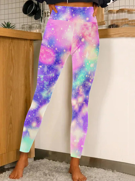 

Women Color Block Render Regular Fit Abstract Leggings, As picture, Leggings
