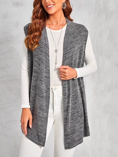 

Casual PlainCross Neck Other Coat, Gray, Cardigans