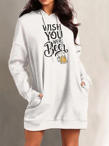 

Casual Text Letters Autumn Natural Micro-Elasticity Daily Loose H-Line Regular Size Dresses for Women, Off white, Dresses