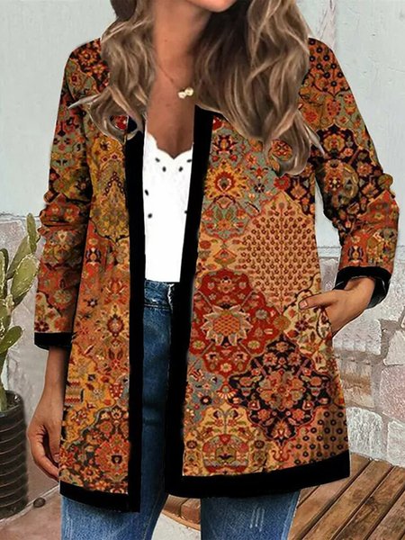 

Woolen Crew Neck Ethnic Coat, Brown, Cardigans