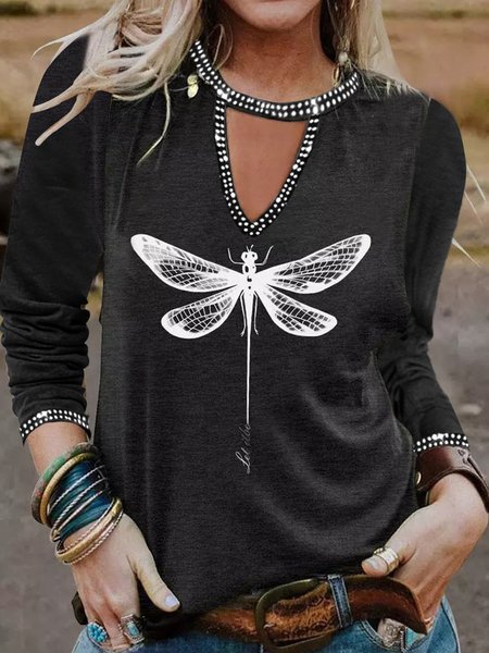 

V Neck Regular Fit Animal T-Shirt, Gray, T-Shirts