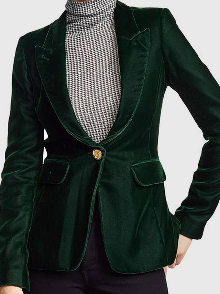

Regular Fit Lapel Collar Long sleeve Urban H-Line Blazer, Green, Blazers