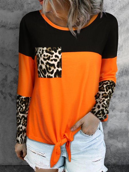 

Geometric Casual Autumn Polyester Micro-Elasticity Daily Halloween H-Line Regular Size T-shirt for Women, Orange, T-Shirts