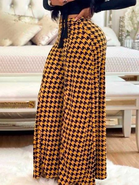 

Daily High Waist Regular Fit Urban Fashion Pants, Yellow, Pants