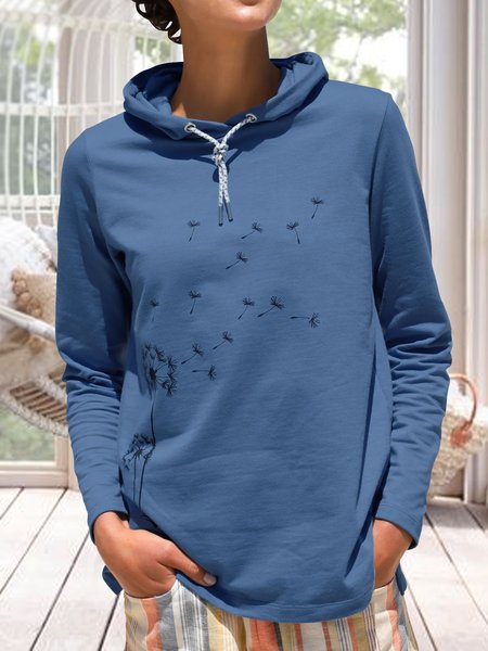 

Casual Autumn Dandelion Hoodie Daily Pullover Cotton-Blend H-Line Regular Size Sweatshirts for Women, Blue, Sweatshirts & Hoodies