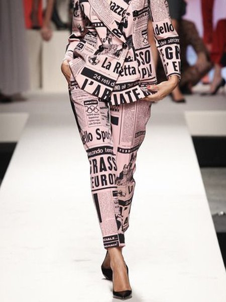 Regular Fit Urban Fashion Text Letters Pants, Pink, Pants