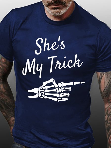 

Lilicloth X Kat8lyst She's My Trick Men's Halloween T-Shirt, Purplish blue, T-shirts