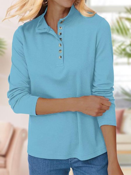 

Women Casual Plain Autumn Micro-Elasticity Daily Regular Fit Long sleeve Cotton-Blend Regular Sweatshirt, Blue, Hoodies & Sweatshirts
