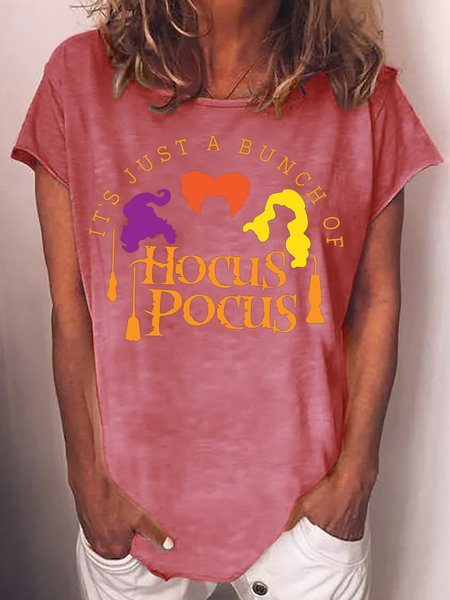 

Womens It's Just a Bunch of Hocus Pocus Halloween Party Casual T-Shirt, Red, T-shirts