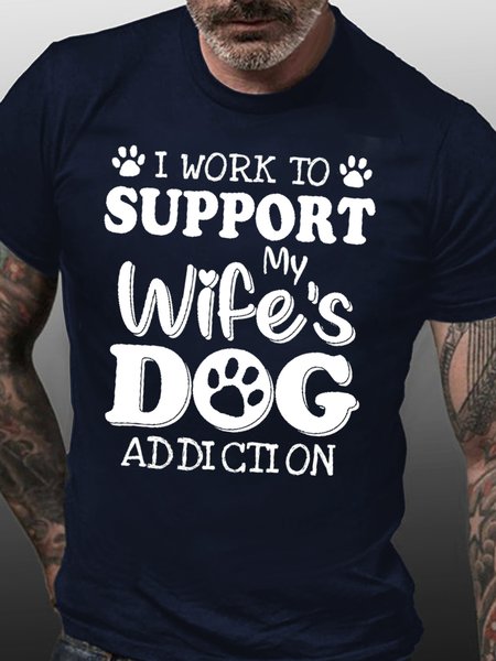 

Mens Funny Dog Lover Letters T-Shirt, Blue, T-shirts