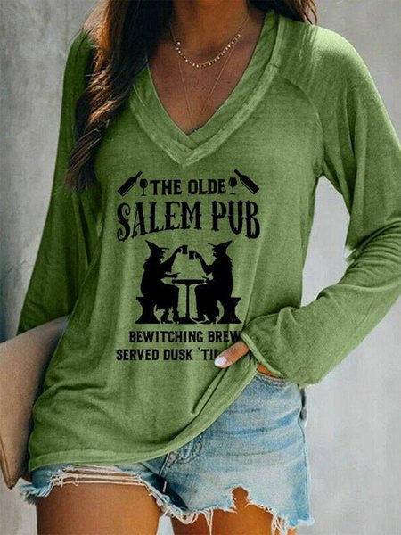 

Halloween Loose Text Letters Casual T-Shirt, Green, T-Shirts