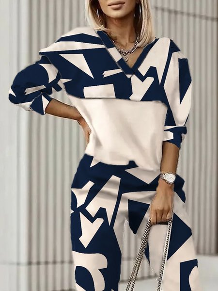 

Long sleeve Loose Casual Geometric Sweatshirt, Khaki, Hoodies and Sweatshirts
