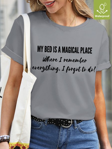 

Lilicloth X Kat8lyst My Bed Is A Magical Place Waterproof Oilproof Stainproof Fabric Women's T-Shirt, Gray, T-shirts