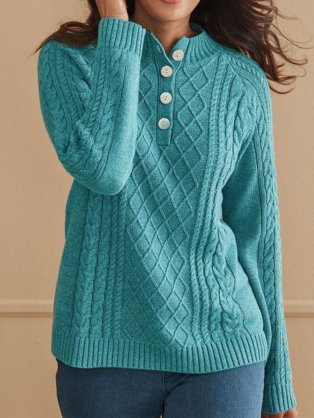 

Half Turtleneck Wool/Knitting Sweater, Cyan, Sweaters & Cardigans