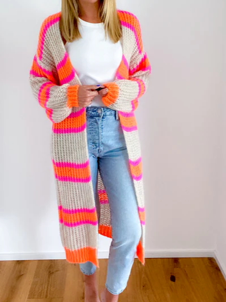 

Women Geometric Casual Autumn Natural Loose Long sleeve Wrap H-Line Regular Size Sweater coat, Multicolor, Sweaters