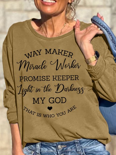 

Womens Way Maker Casual Crew Neck Sweatshirt, Yellow, Hoodies&Sweatshirts