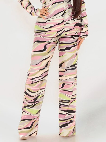 

Daily Long Abstract Regular Fit Fashion Pants, Pink, Pants