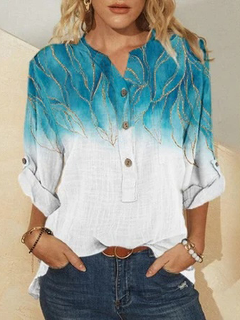 

Floral Loose V Neck Blouse, Multicolor, Shirts & Blouses