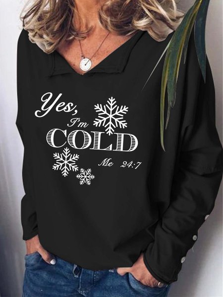 

Women I’am Cold Text Letters Sweatshirt, Black, Hoodies&Sweatshirts