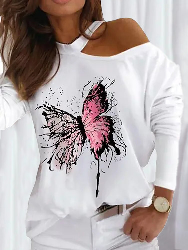 

Cold Shoulder Regular Fit Butterfly Tops, White, Tops
