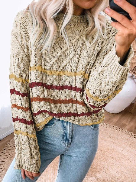 

Casual Wool/Knitting Geometric Sweater, Multicolor, Sweaters