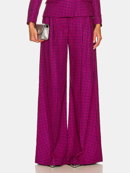 

Loose Plaid Fashion Wide leg H-Line Long Pants, Rose red, Pants