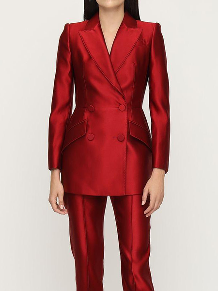 

Regular Fit Lapel Collar Long sleeve Urban H-Line Blazer, Red, Blazers
