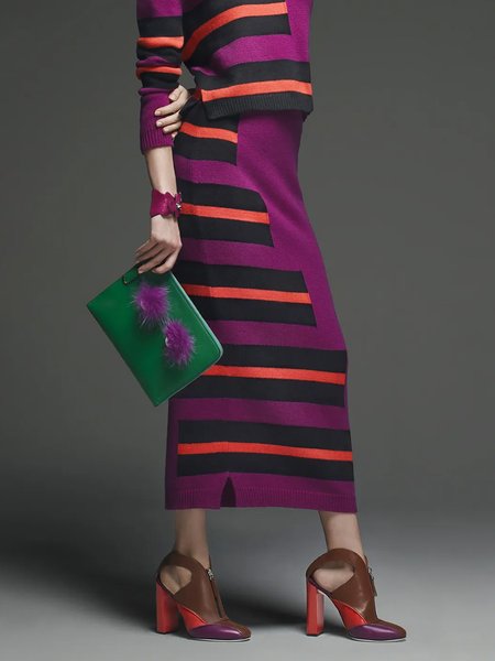 Urban Striped Regular Fit Skirt, Rose red, Skirts
