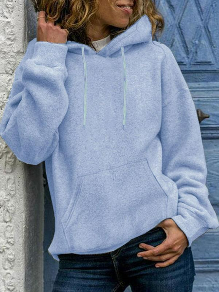

Plain Casual Loose Hoodie Sweatshirts, Blue, Sweatshirts & Hoodies