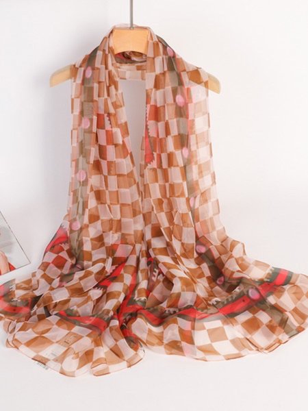 

Bali Black and White Contrast Plaid Silk Scarf, Color2, Scarves