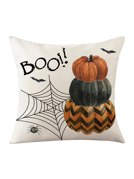 

Casual Halloween Pumpkin Cat Print Cotton Linen Pillow 45*45, Color4, Home & Garden & Decorations