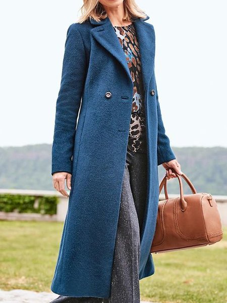 

Casual Loose Lapel Collar Overcoat, Dark blue, Trench Coats