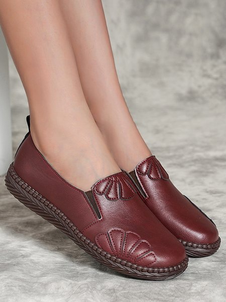 

Retro Soft Leather Comfortable Tendon Sole Shoes, Brown, Flats