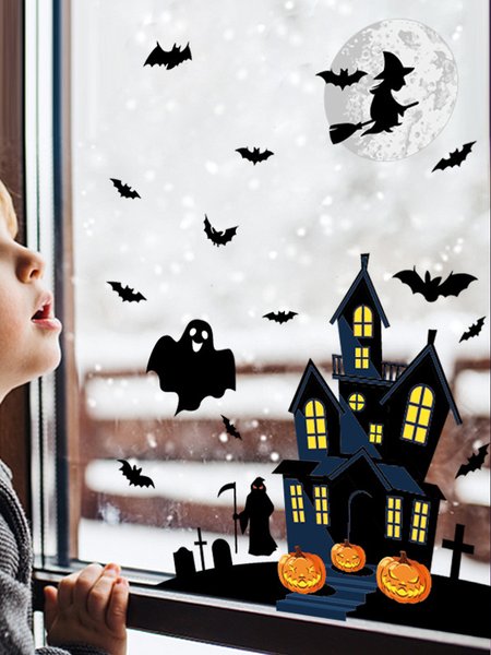 

Black Castle Ghost Sticker Halloween Funny Wall Sticker Spoof Decoration, Home & Garden & Decorations