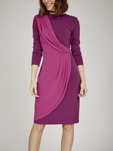 

Plain Autumn Elegant High Elasticity Daily Jersey Midi 1 * Dress X-Line Dresses for Women, Rose red, Midi Dresses