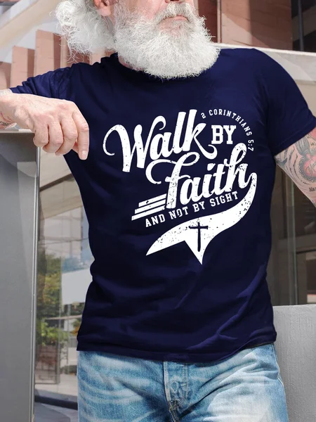 Walk By Faith And Not By Sight Men's T-Shirt, Purplish blue, T-shirts