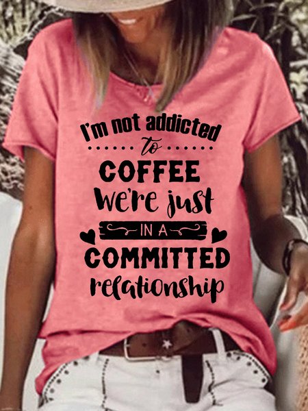 

Womens I Am Not Addicted To CoffeeLetters T-Shirt, Red, T-shirts