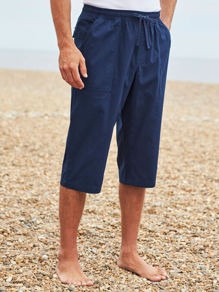 

Cotton Linen Solid Basic Shorts, As picture, Men's shorts