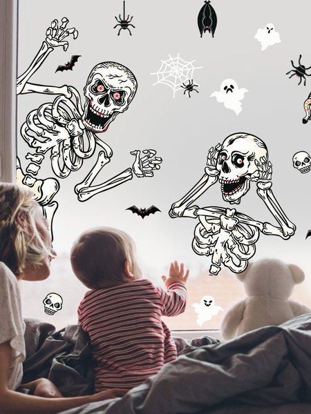 

Skull and Bones Stickers Halloween Decorations Funny Wall Stickers, As picture, Home & Garden & Decorations