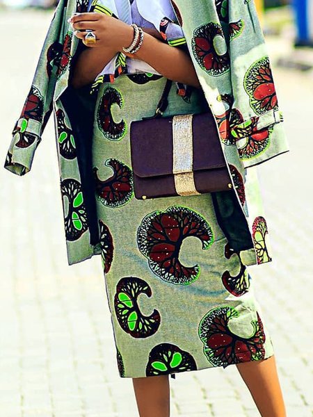 

Urban Floral Printed Regular Fit Midi Skirt, Green, Skirts