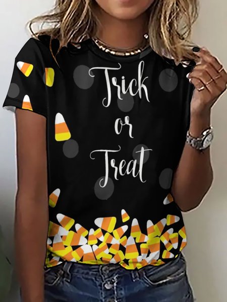 

Womens Halloween Casual T-Shirt, As picture, T-shirts