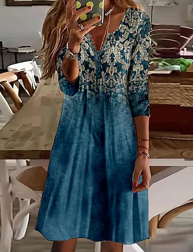 

Casual Ethnic Regular Fit Half Open Collar Dresses, Blue, Dresses