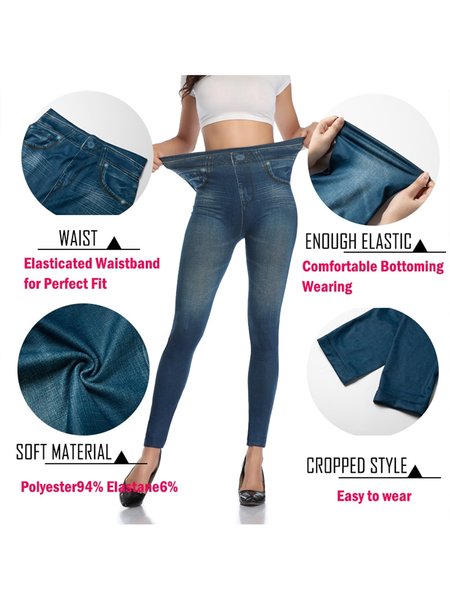 

Casual Loose Plain Leggings, Blue, Leggings