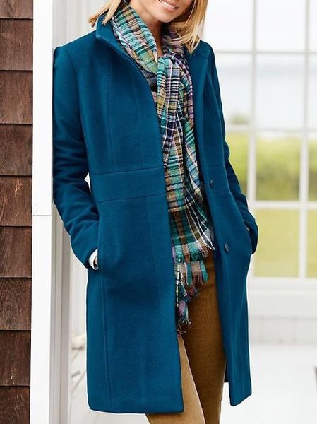 

Casual Woolen Lapel Collar Overcoat, Dark blue, Jackets