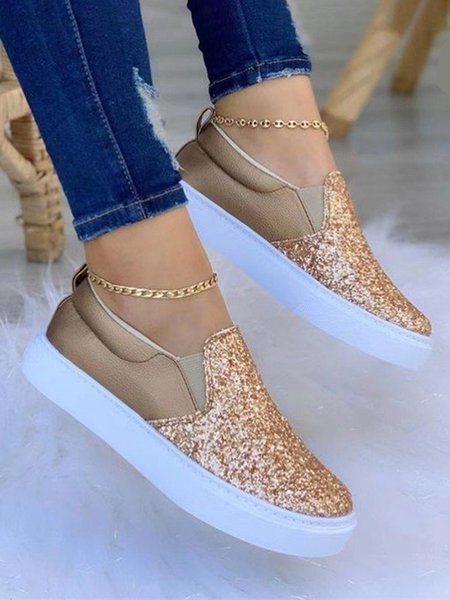 

Rose Gold Black Glitter Flats, Flats