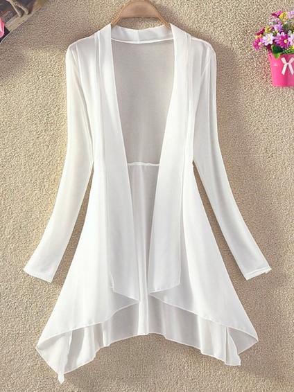 

Casual Cross Neck Loose Other Coat, White, Cardigans