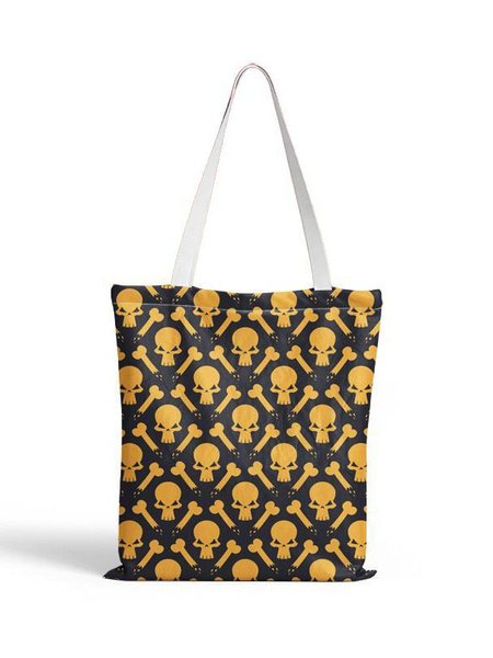 

Halloween Skull Graphic Shopping Tote, Color5, Bags